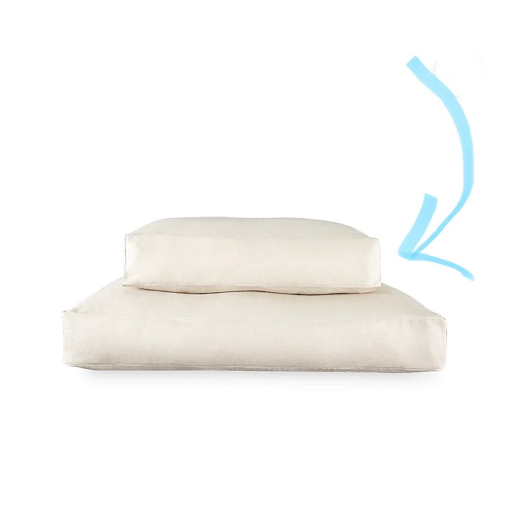 Sferra Lettino Dog Bed 21x26 x5 - Natural Linen Cover with the name Gabriel